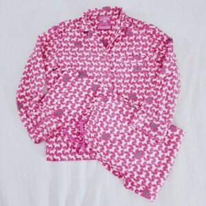 LOLA & COCO LA SENZA Dog Print Classic Flannel Cotton PJ Set with Dog Print- NEW
